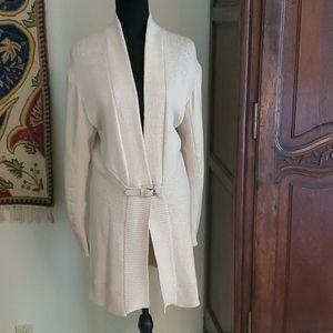 Knit Cardigan with leather sleeves